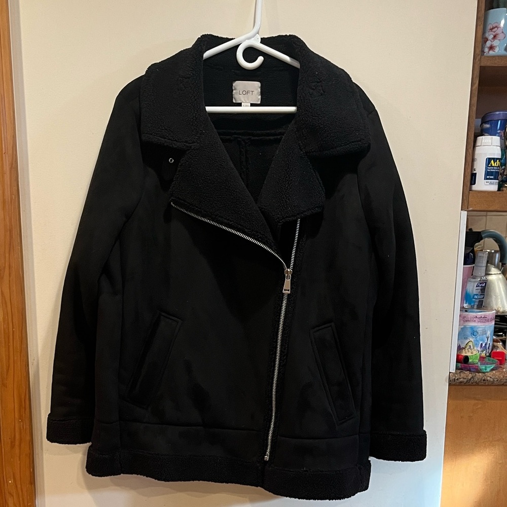 Loft Faux Suede Aviator Jacket
